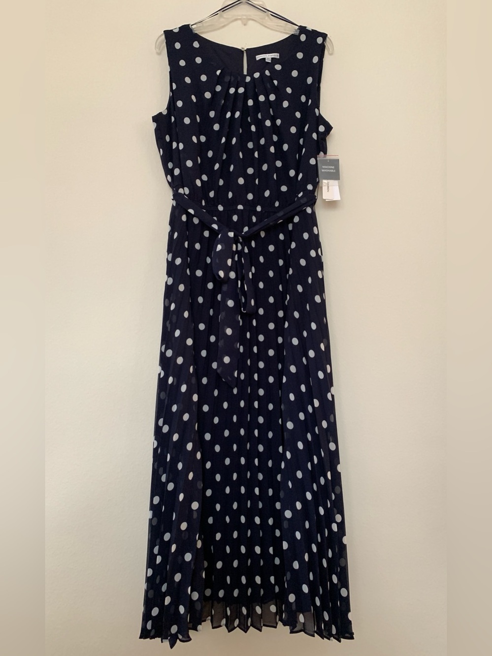 Navy & White Polk-a-Dot Summer Sleeveless Maxi Dress (Belk)
